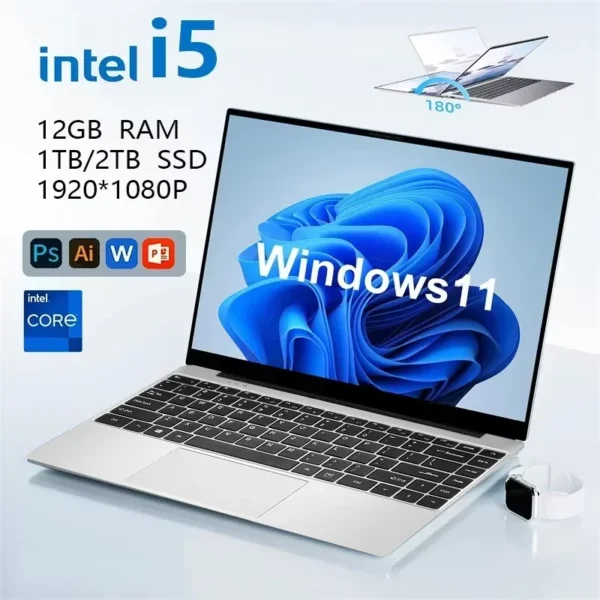 Laptop Intel Core I5-7300U 12GB RAM 1024GB SSD Notebook 1920*1080 Resolution Windows 11 Unlock Computer Office Study gamer PC