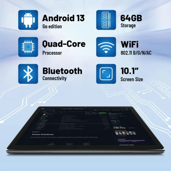 AEEZO MB1001 10 Inch Tablet Android 13 6GB RAM 64GB ROM 128GB Expandable 5000mAh Battery HD IPS Display Dual Camera Tablets PC - Image 3