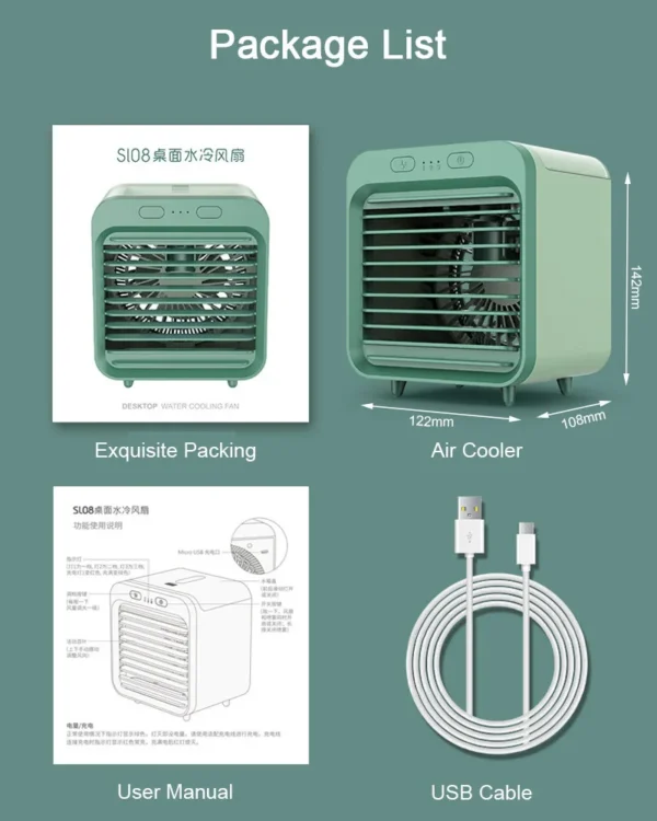 Portable Air Conditioner Fan USB Desktop Fan Rechargeable Mini Air Humidifier Cooler Table Cooling Mist Fan for Office Home - Image 18