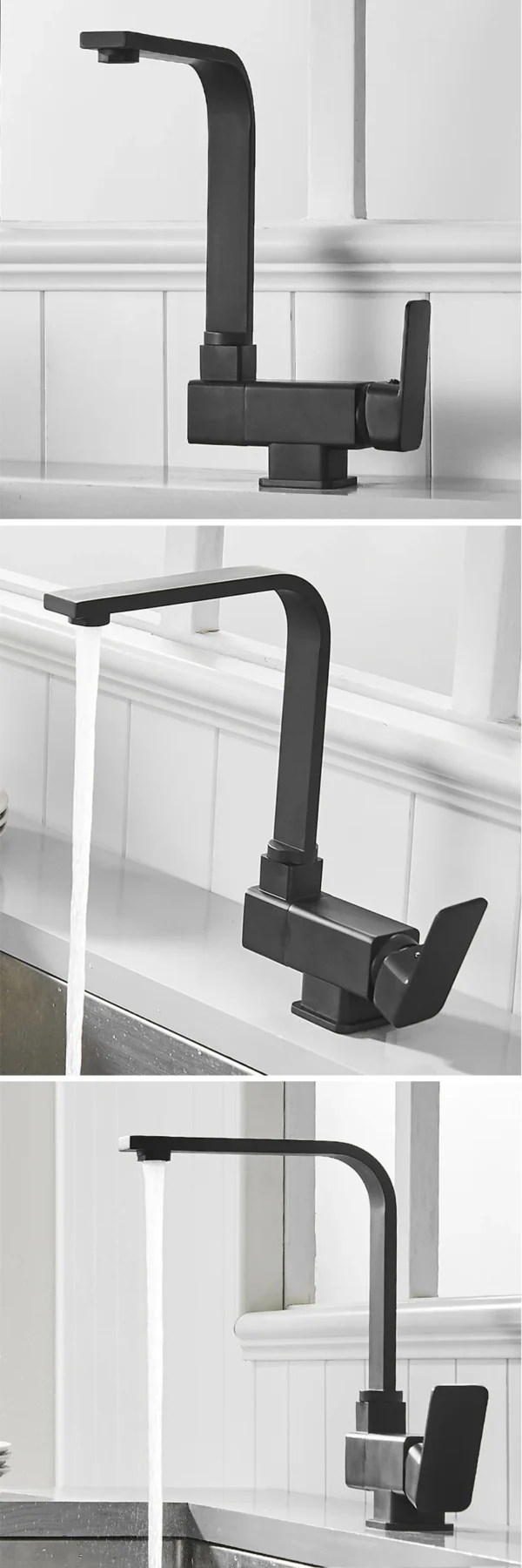 Black Kitchen Faucet 360° Rotating Fold Hot Cold Water Mixer Tap Deck Mount Sink Faucets 304 stainless steel quality Crane - Image 16