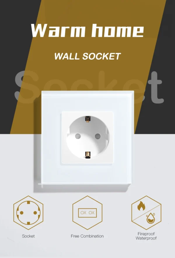 BSEED EU Standard Wall Socket Glass Panel Sockets Power Outlets 16A For Home Office Bedroom 86*86mm - Image 19