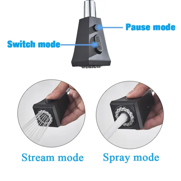 Matte Black Kitchen Faucets Pull Out Kitchen Sink Faucet Brass Stream Spray Two Water Modes 360 Degree Hot Cold Mixer Tap Crane - Image 4