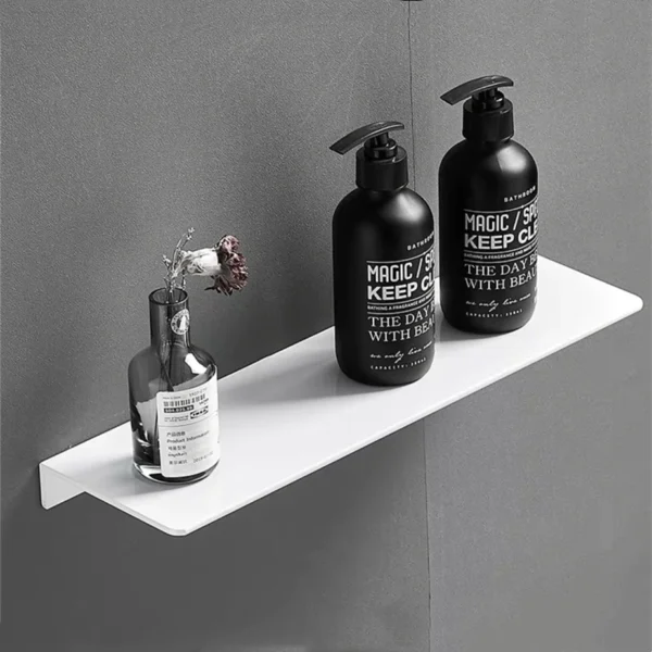 Bathroom Shelf Black Aluminum Kitchen Accessories Nail Bathroom Organizer Shower Storage Rack Shampoo Cosmetic White Shelves - Image 3