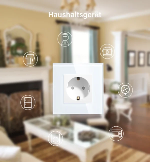 BSEED EU Standard Wall Socket Glass Crystal Panel Single Electrical Outlet 16A Mounted Socket 110V - 240V  Kids Protection - Image 22