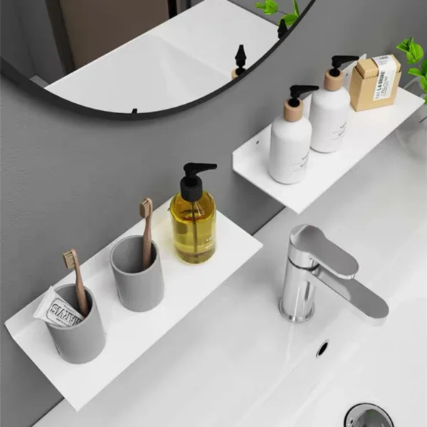 Bathroom Shelf Black Aluminum Kitchen Accessories Nail Bathroom Organizer Shower Storage Rack Shampoo Cosmetic White Shelves - Image 2
