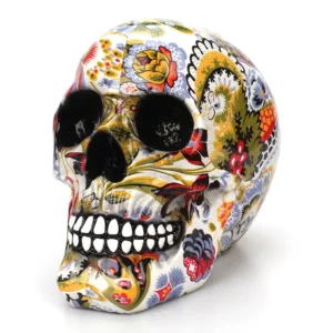 Horror Skull Decoration Resin  Color Flower Painting Halloween Skull Home Bar Table Desktop Decoration Craft Gift 114*180*155mm