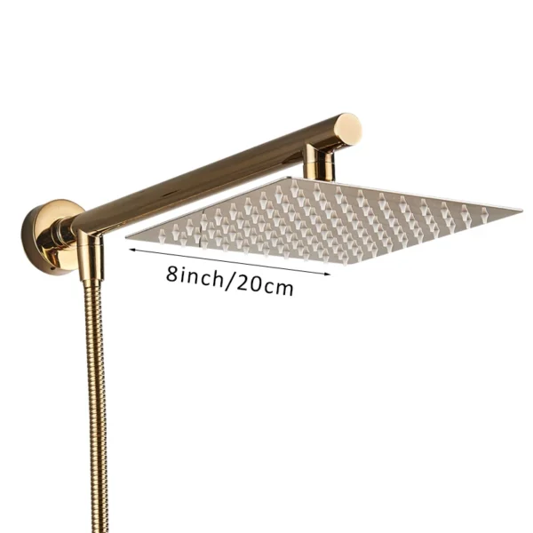 8/10/12 Inch Ultra-thin Wall Mount Rainfall Shower Head With 16inch Stainless Steel Shower Arm 150cm ABS Hose Bathroom Hardware - Image 7