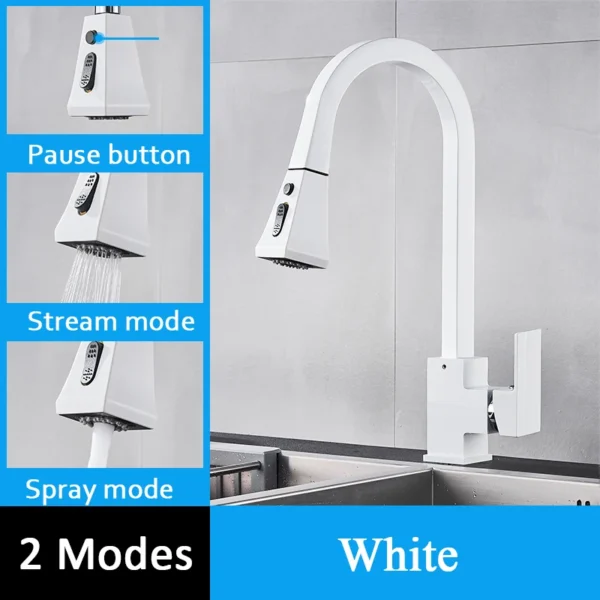 Matte Black Kitchen Faucets Pull Out Kitchen Sink Faucet Brass Stream Spray Two Water Modes 360 Degree Hot Cold Mixer Tap Crane - Image 10