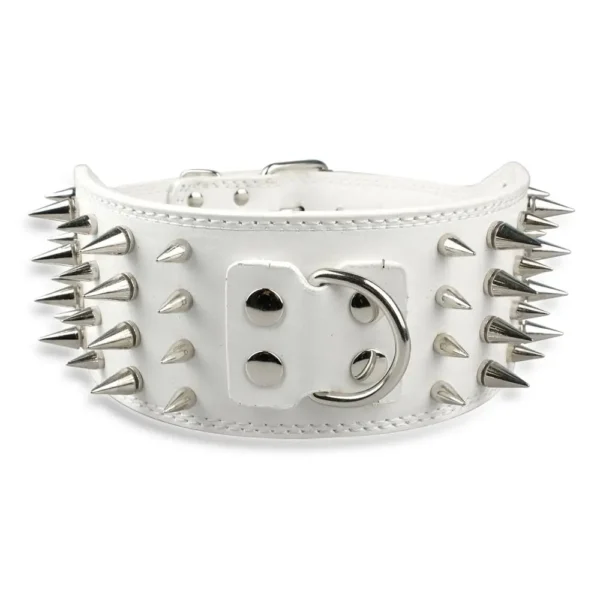 Wide Spikes Studded Leather Pet Dog Collar, Large Breeds, Pitbull, Doberman, M, L, XL Sizes, 3 Inch - Image 26