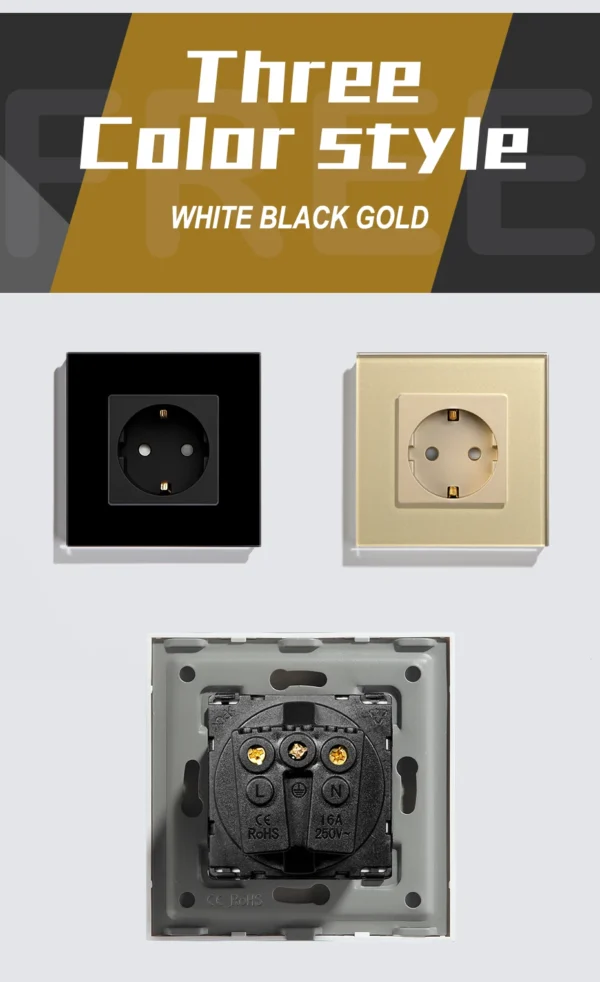 BSEED EU Standard Wall Socket Glass Panel Sockets Power Outlets 16A For Home Office Bedroom 86*86mm - Image 20