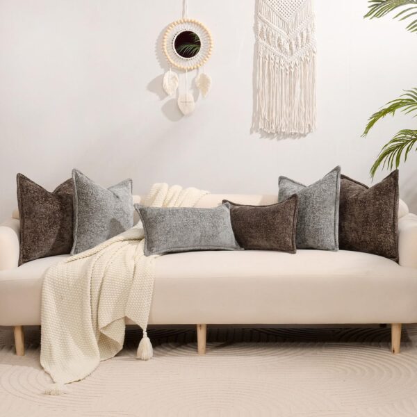 Throw Pillow Covers Neutral Soft Chenille Pillowcase Farmhouse Cushion Covers for Modern Home Sofa Bedroom Living Room Decor - Image 16