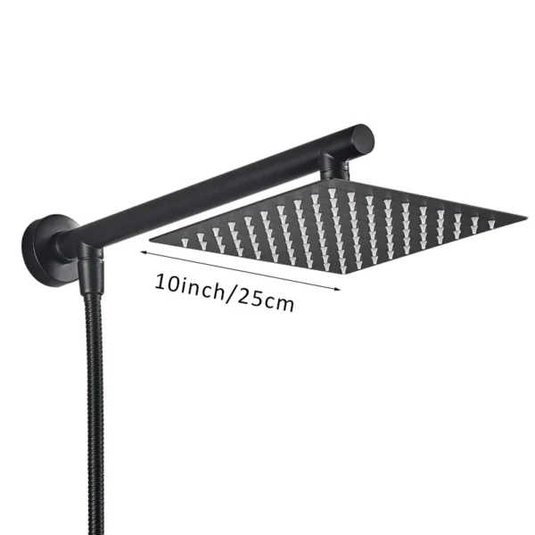 8/10/12 Inch Ultra-thin Wall Mount Rainfall Shower Head With 16inch Stainless Steel Shower Arm 150cm ABS Hose Bathroom Hardware - Image 9