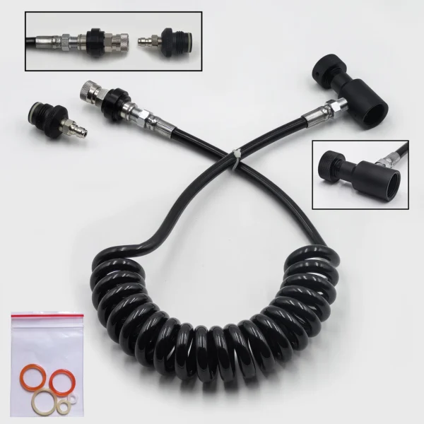 HPA 100inches(2.5M) Thick Coil Remote Hose Line with or without 3000psi Gauge 8mm Male and Female Quick Disconnect Slide Check - Image 10