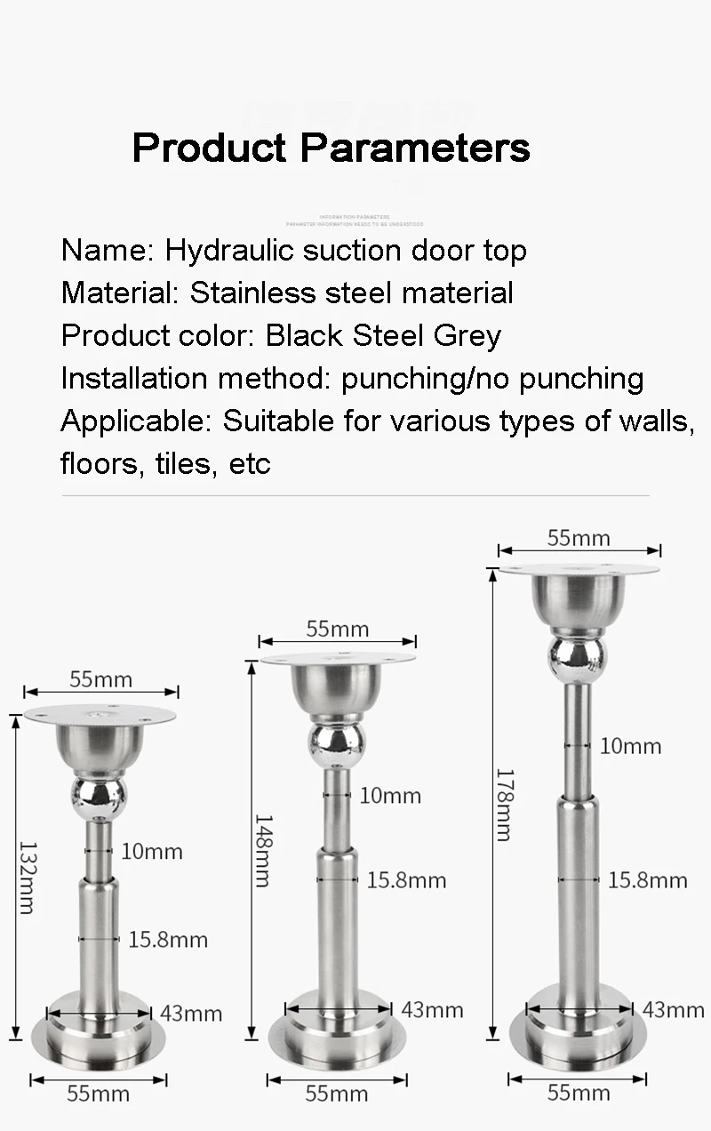 Hydraulic Buffer Door Stopper Stainless Steel Strong Magnetic Doorstop Floor Wall Mount Nail-free Anti-collision Mute Door Touch - Image 36