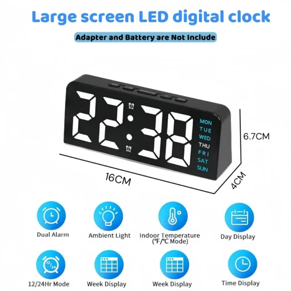 Desk Digital  Bedside Table Alarm Clock Room Bedroom Decoration Timepiece Home Decor Items Interior Accessories Electronic Clock - Image 6