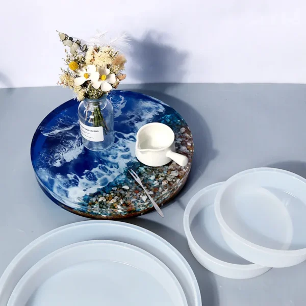 Large Round Tray UV Resin Mold Crystal Desk Silicone Mold DIY River Table Mold Fruit Disc Tea Plate Coaster Making Mold Tools - Image 6