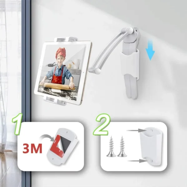 Kitchen Cabinet Wall Tablet Mount 360° Rotating Metal Phone Tablet Bracket 5-13.5” Devices for IPad IPhone Tab Stand on Desktop - Image 18