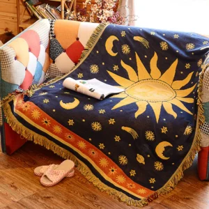 Bohemian Thicken Pure Cotton Thread Knitted Blanket With Tassel Blanket Ethnic Tribal Sofa Cover Carpet Bed Blanket Home Decor