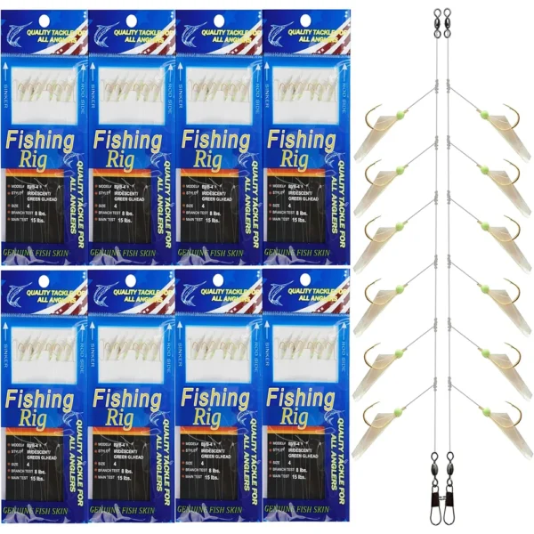30Packs Fishing Lures Bait Rigs Luminous Fishing Rigs With Swivel Snap String Hooks for Freshwater Saltwater Real Fish Skin Rigs - Image 8