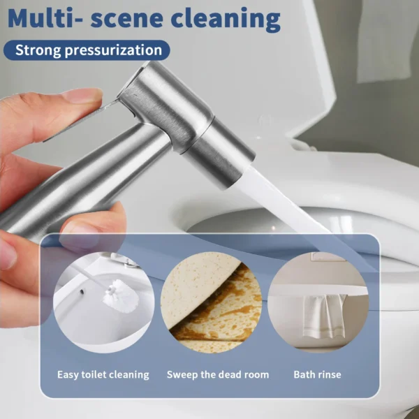 Toilet Handheld Bidet Sprayer Set Stainless Steel Spray Gun For Bathroom Shower Cleaning Personal Hygiene Accessories - Image 3