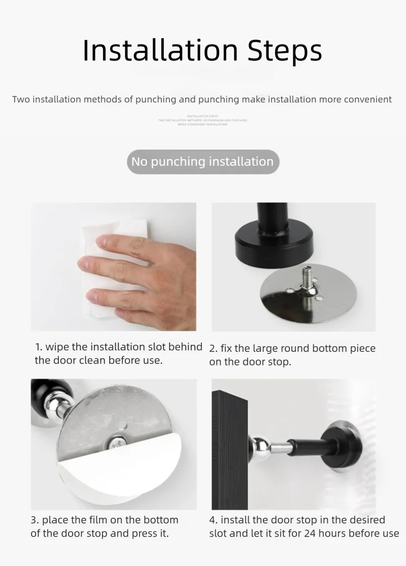 Hydraulic Buffer Door Stopper Stainless Steel Strong Magnetic Doorstop Floor Wall Mount Nail-free Anti-collision Mute Door Touch - Image 38