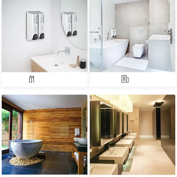 1/2/3 Wall Mounted Soap Dispenser 350ml, Shampoo and Shower Gel Dispenser, No Punching Hotel Home Manual Press Soap Dispenser - Image 27
