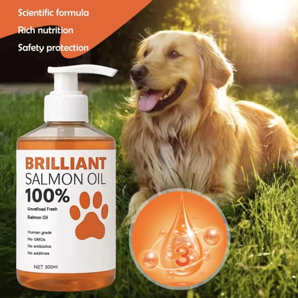 Human-Grade Salmon Oil for Dogs & Cats Omega 3 Fatty Acids Supplement (500ml, 300ml, 200ml 100ml) for Optimal Health & Nutrition - Image 2