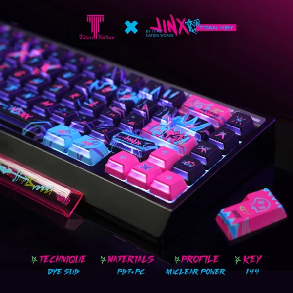 Jinx Keycaps Side Engraved Translucent Cherry Height Pbt Pc Twin Cities War Graffiti For Aula F75 Keyboard Keycaps - Image 3