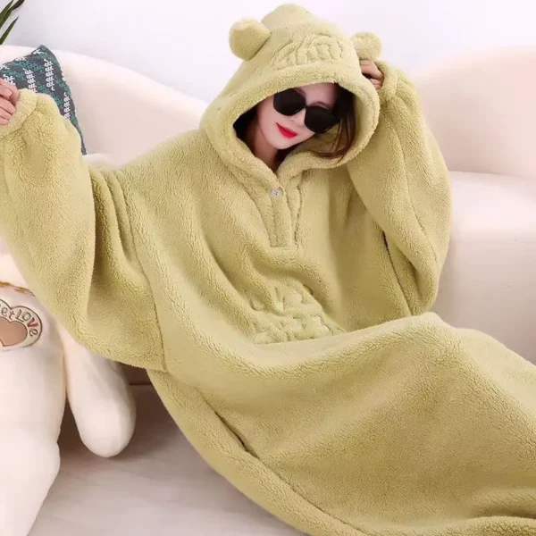 WOSTAR Winter soft fleece blanket with sleeves hooded Sweater blanket wearable oversized outdoor warm flannel hoodie blanket - Image 9