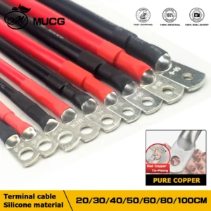 Soft Car Battery Silicone Cable with M6 M8 M10 Lug Red Black 1 2 4 6 8 10 AWG Electrical Wires for Auto Solar Panel Inverter UPS