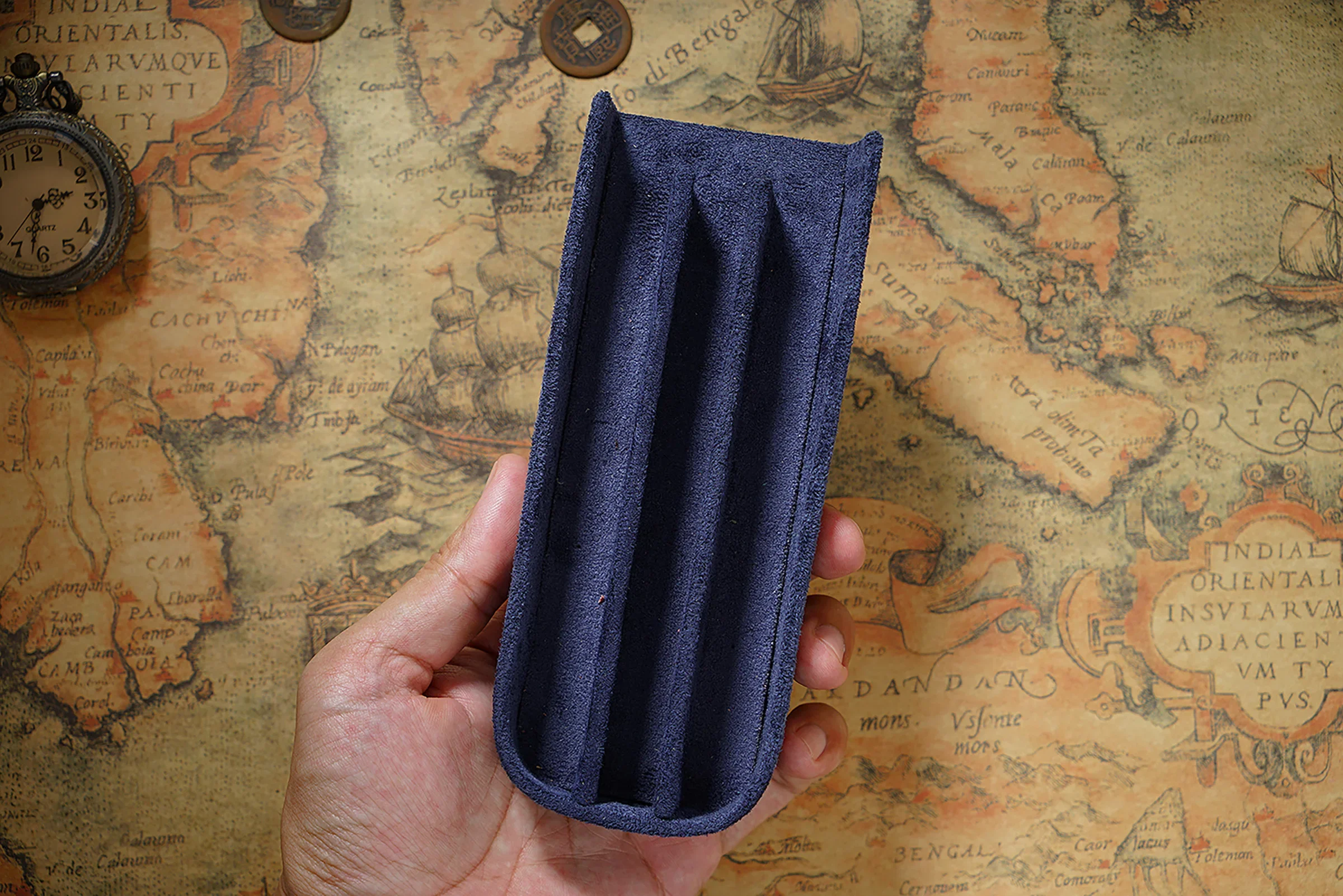 Genuine Leather Fountain Pen Case with Removable Pen Tray Holder for Three Fountain Ballpoint Rollerball Pens and Pencils - Image 34