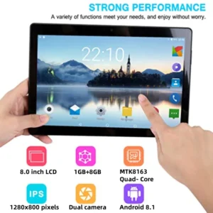 8 INCH Android 8.1 Tablet PC LCD Capacitive Touchscreen MTK8163 Quad-Core CPU Dual Camera 1GB RAM 8GB ROM 1280x800 Pixels GPS