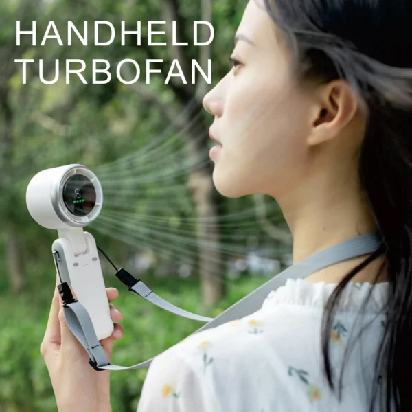 Handheld mini fan, foldable portable neck hanging fan, 5-speed Type-C charging fan, intelligent digital display 4000mAh - Image 5