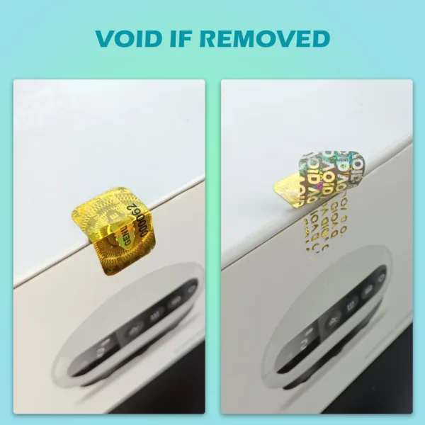 Gold Holographic Tamper Proof Stickers Warranty Void Laser Label Security Seal with Serial Number 2.5x1.5cm Adhesive labels - Image 2