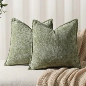 Throw Pillow Covers Neutral Soft Chenille Pillowcase Farmhouse Cushion Covers for Modern Home Sofa Bedroom Living Room Decor