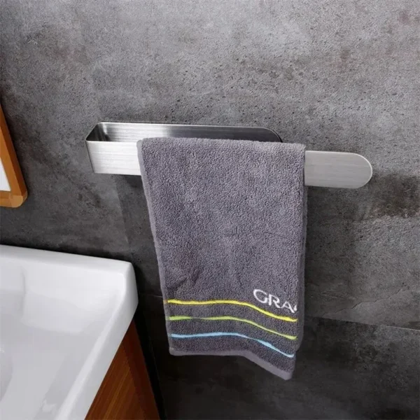 Towel Rack Non-punched Towel Rack Bathroom Rack Self-adhesive Bathroom Kitchen Towel Hand Towel Rack Household Items - Image 3