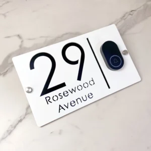 Custom WiFi Doorbell House Number Sign Matte White Acrylic Smart Address Plaque Outdoor Personalized Door Plate Wall Decoration