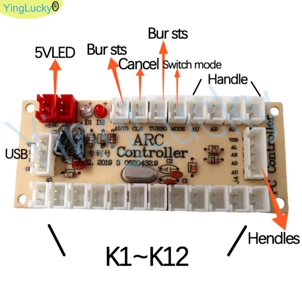 2 Player Arcade Zero Delay Kit USB Encoder for PC Raspberry Pi SANWA Push Button Joystick USB Arcade Cabinet Mando - Image 6