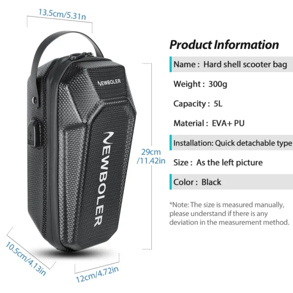 NEWBOLER 3L/5L Electric Scooter Front Bag With USB Port Waterproof Quick Release EVA Electric Scooter Bag Universal Scooter - Image 10