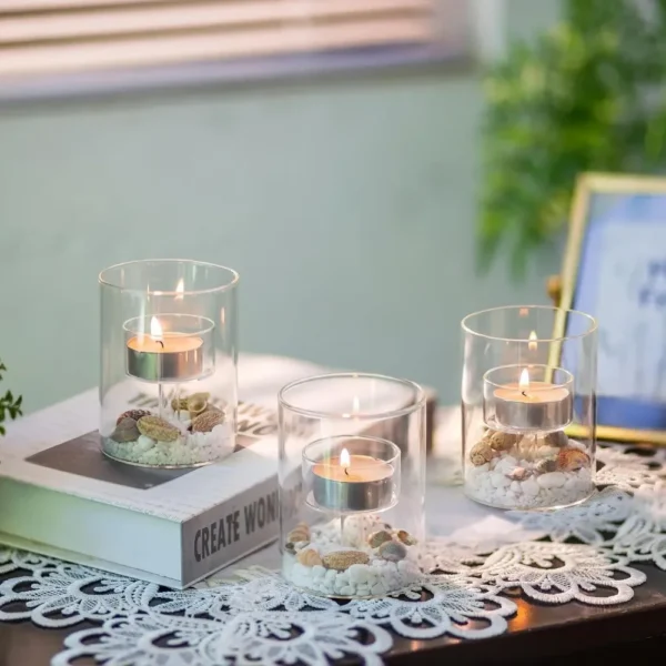 Transparent Glass Candlestick Cylinder Tea Light Candle Holders for Table Centerpieces Wedding Party Dining Room Decorations - Image 22