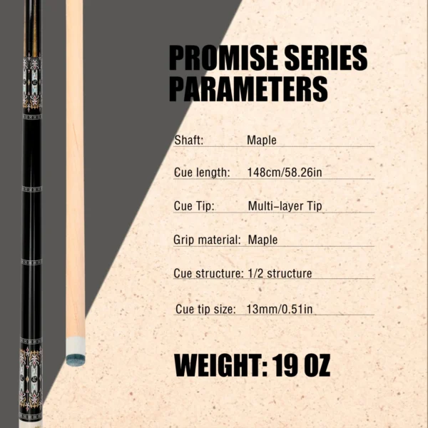 13mm Maple Pro Cue Multi-Layer Tip Chinese Artwork 58 Inch Stainless Quick-Release Low Deflection Tournament Level Durable - Image 6