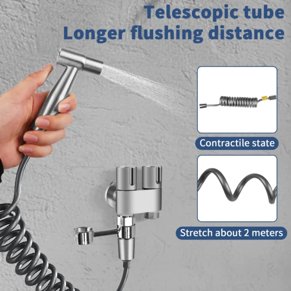 Toilet Handheld Bidet Sprayer Set Stainless Steel Spray Gun For Bathroom Shower Cleaning Personal Hygiene Accessories - Image 2