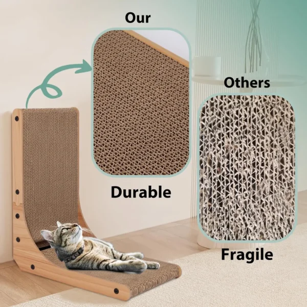 Cat Scratcher, 46cm 68cm L Shape Cat Scratch Pad Wall Mounted, Cat Scratching Cardboard with Ball Toy for Indoor Cats, Large Siz - Image 2