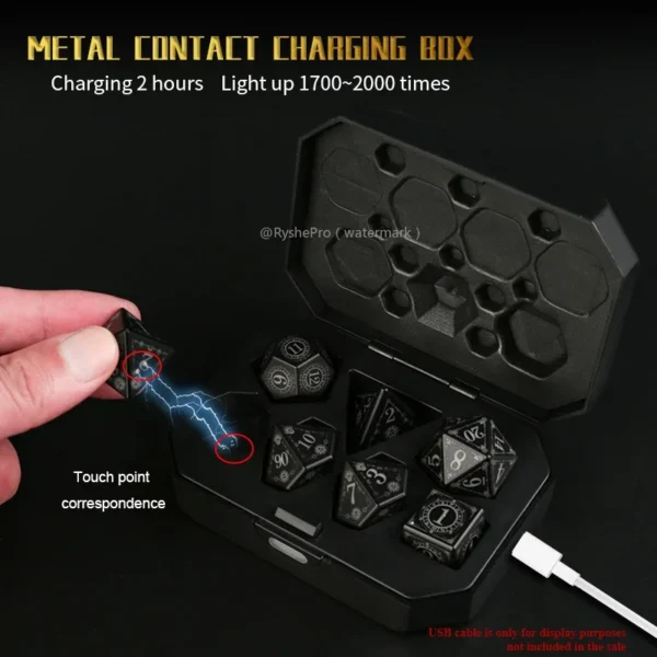 LED Dice Set for Dungeon and Dragon Cool DND Dice with Charging Box Rechargeable 7 Color Polyhedral Role Playing Dice - Image 5