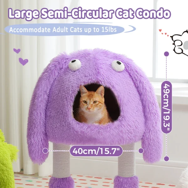 2 in 1 Cat Tree with Natural Sisal Scratching Posts, Cute Plush Small Cat Tower, Large Cat Condo for Indoor, Kitten Bed House - Image 3