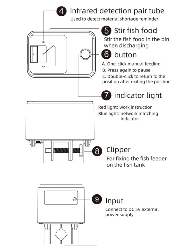 100/150/500ML Button WIFI Version automatic fish feeder, fish tank accessories intelligent turtle feeder Timed and quantitative - Image 26