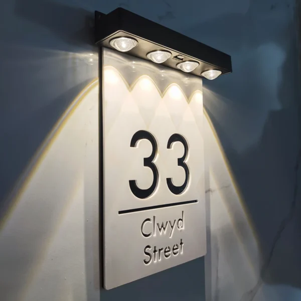 Exterior Solar House Numbers Sign Personalized Solar Outdoor Light House Sign 3D Acrylic Address Garden Family Name Wall Plaque - Image 20