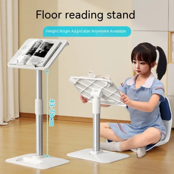 Oatsbasf Floor Reading Stand 43-78cm Height Adjustable Tablet Stand Book Shelf Liftable Reading Table  Foldable iPad Holder - Image 2