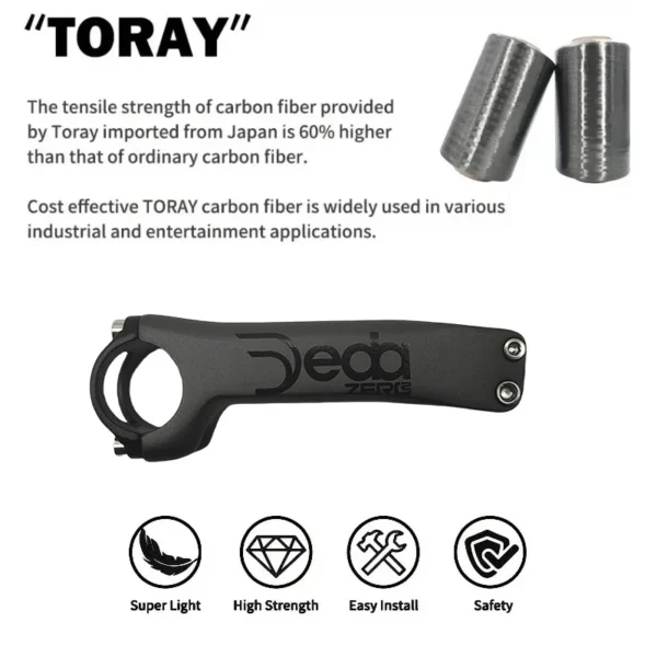 Full Carbon Riser Handlebar, Aluminum Cap, Road Mountain Bike Stems, Angle -6 Degree,-17 Degree, Matte, 31.8x70-130mm - Image 2