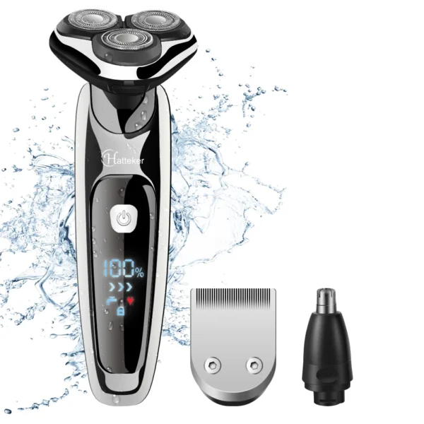 HATTEKER 3in1 Wet Dry Powerful Electric Razor Men Body Beard Hair Trimmer Rechargeable Electric Shaver Face Shaving Machine Kit - Image 7
